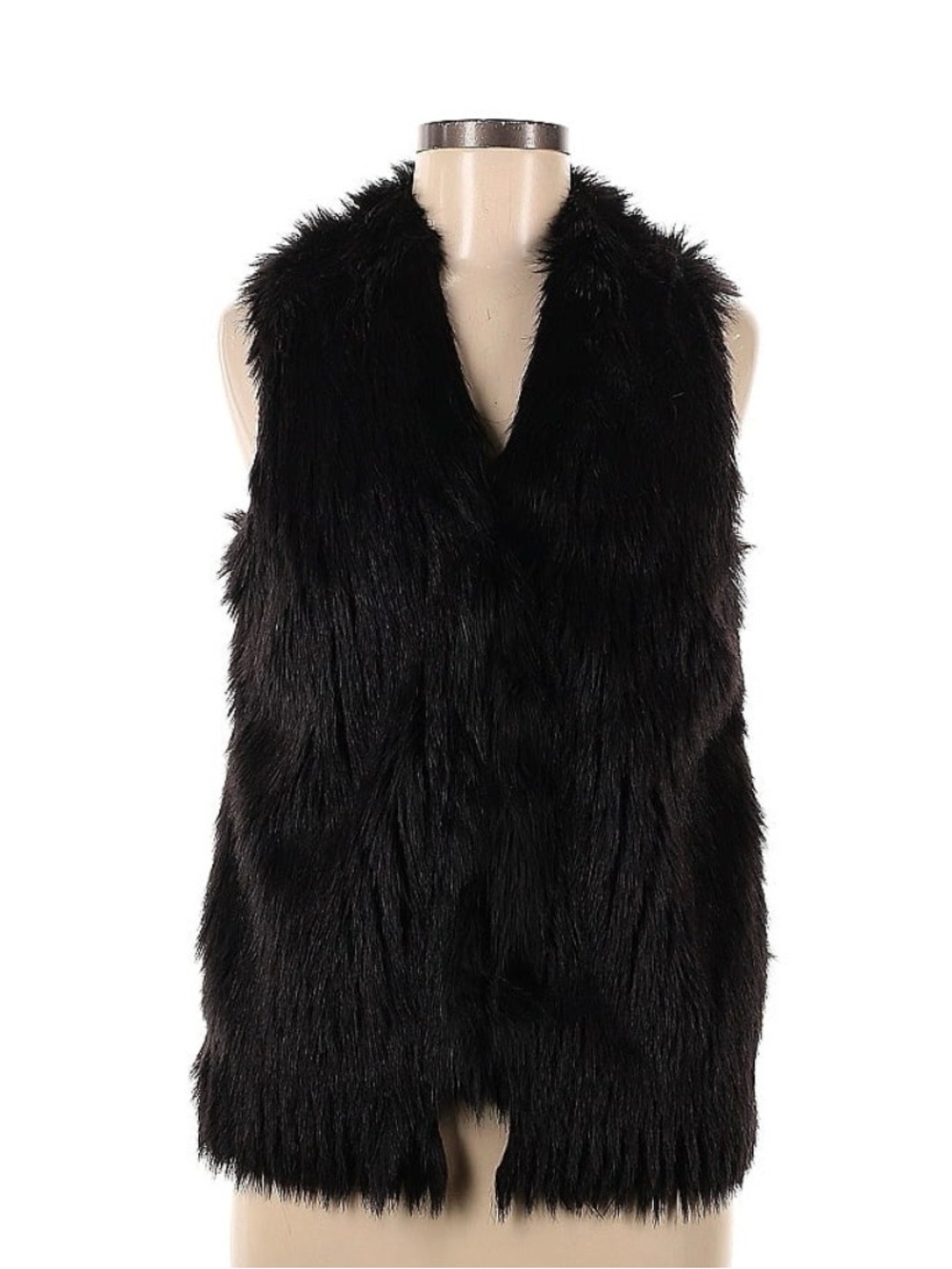 Topshop Black Faux Fur Trim Vest